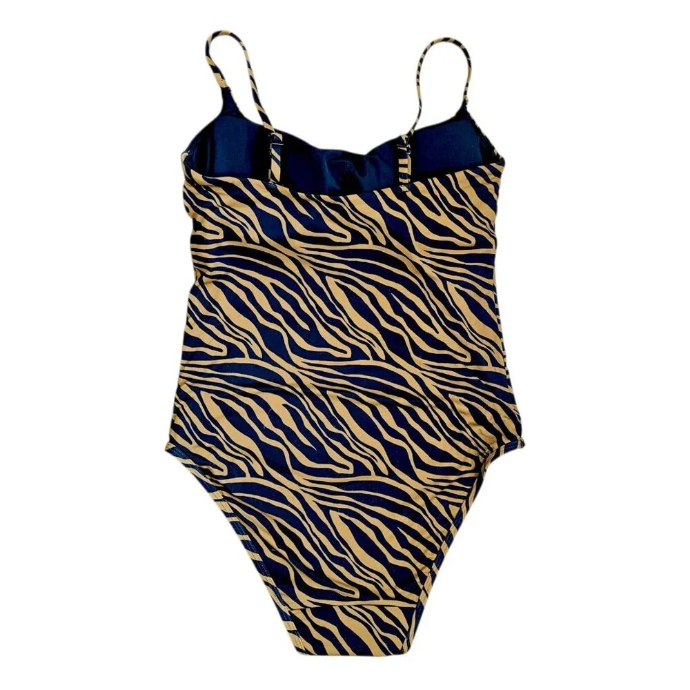 Knix Animal Print One Piece Classic Swimsuit Leakproof Tiger Print Sz M‎ Brown